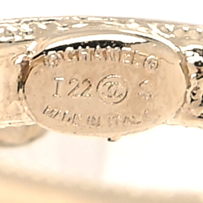 Chanel Pearl Crystal CC Drop Earrings Gold Pearly White 4 of 4