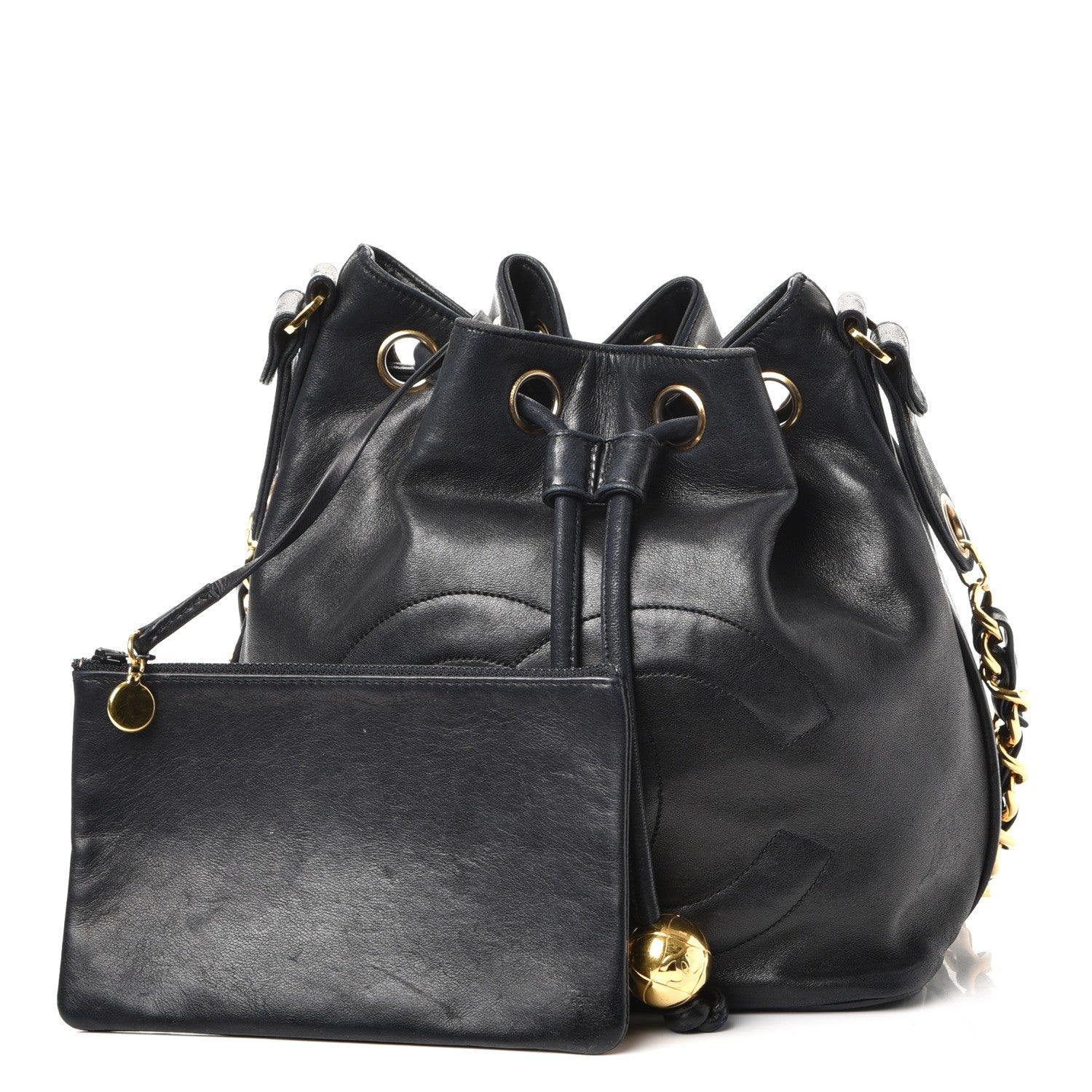 Chanel Lambskin CC Drawstring Bag Black 3 of 10