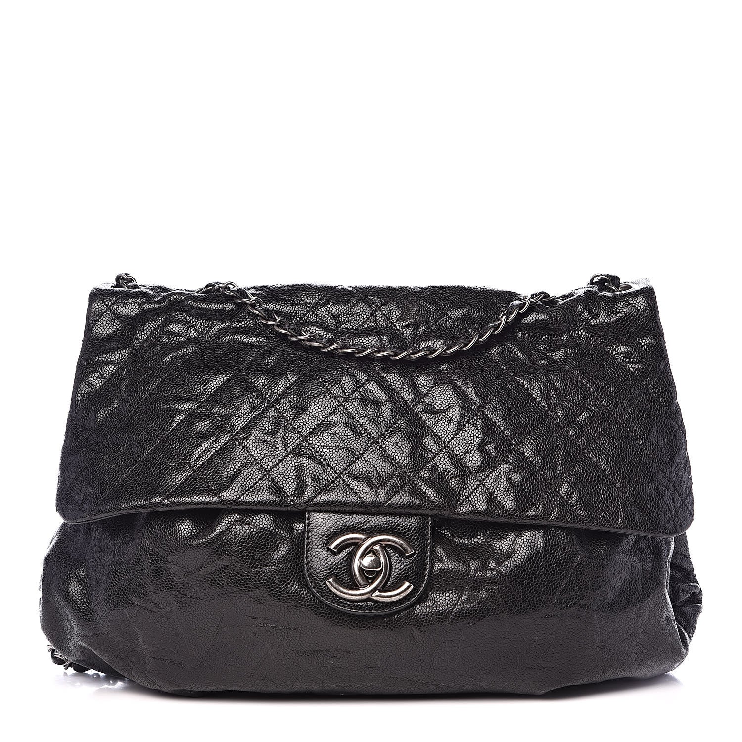 Chanel Crumpled Caviar Quilted Maxi Elastic Flap Black 1 of 14