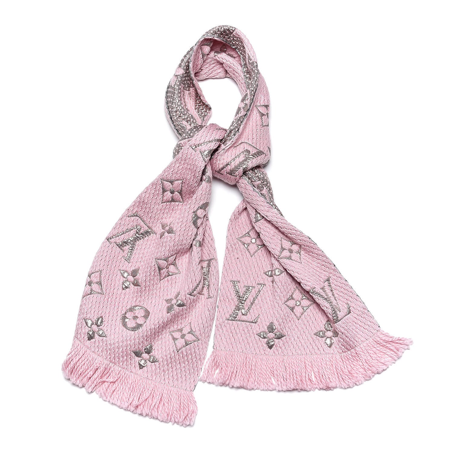 Louis Vuitton Wool Silk Logomania Shine Scarf Pink 1 of 4
