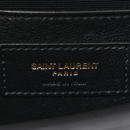 Saint Laurent Grain De Poudre Textured Mixed Matelasse Triquilt Medium Monogram Satchel Black 6 of 10