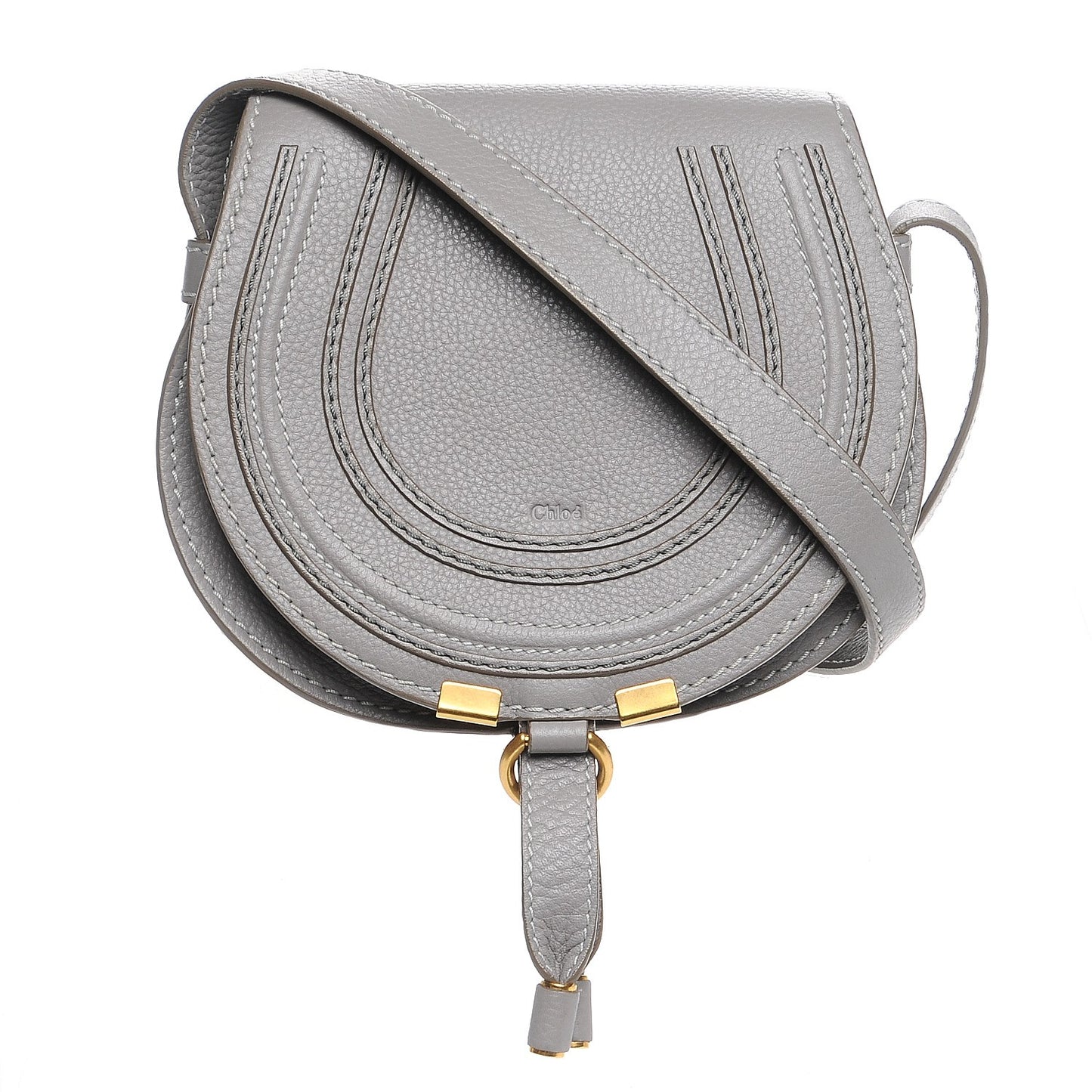 Calfskin Mini Marcie Round Crossbody Bag Cashmere Grey