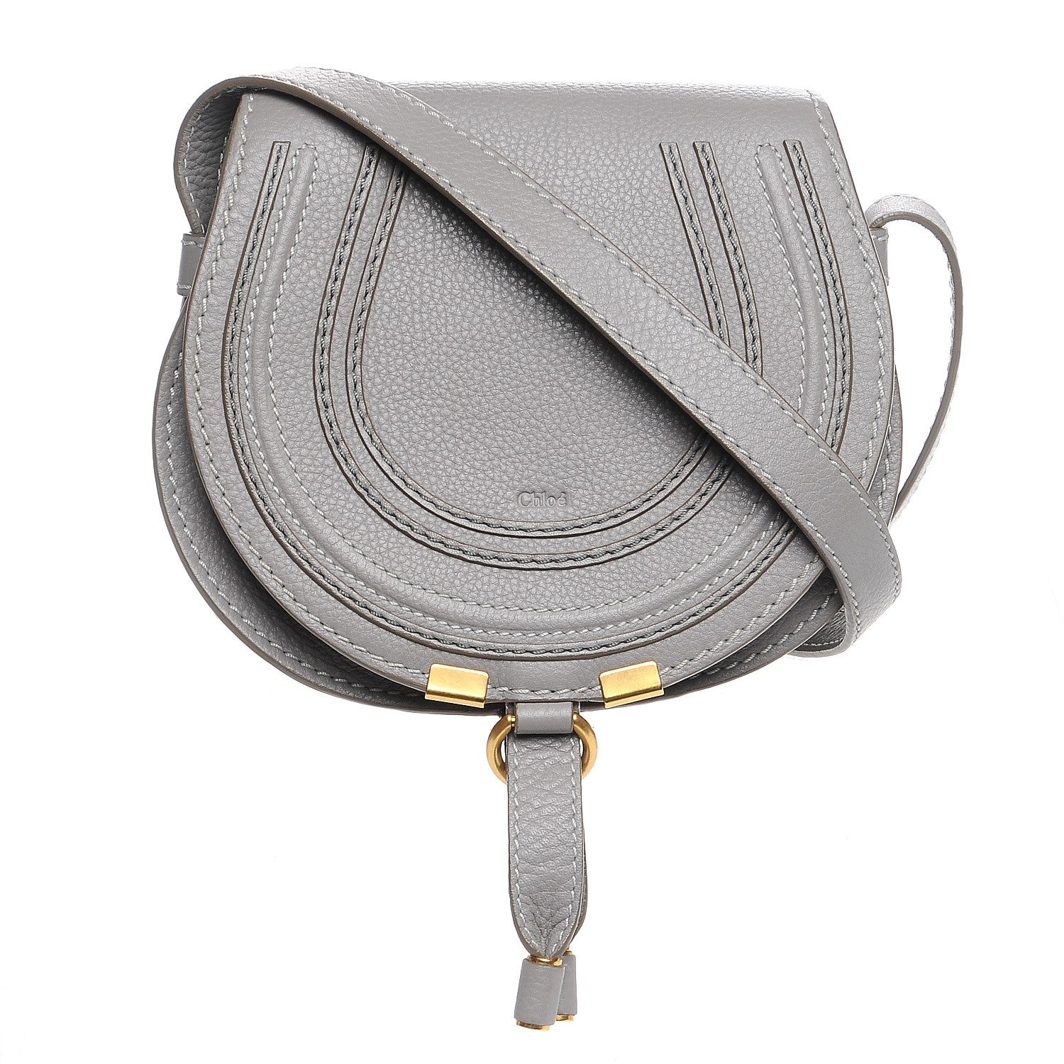 Chloe Calfskin Mini Marcie Round Crossbody Bag Cashmere Grey 1 of 8