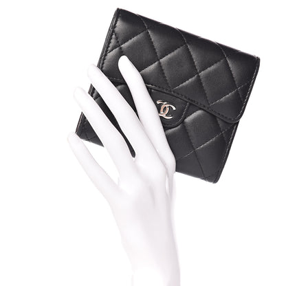 Chanel Lambskin Quilted Small Compact Wallet Black 2 of 8