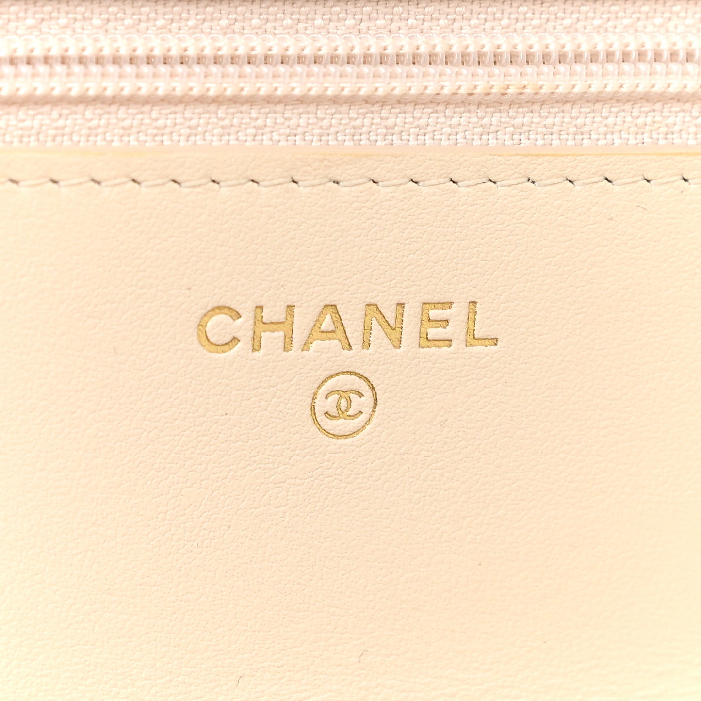 Goatskin Quilted Chanel 19 Wallet On Chain WOC Light Beige