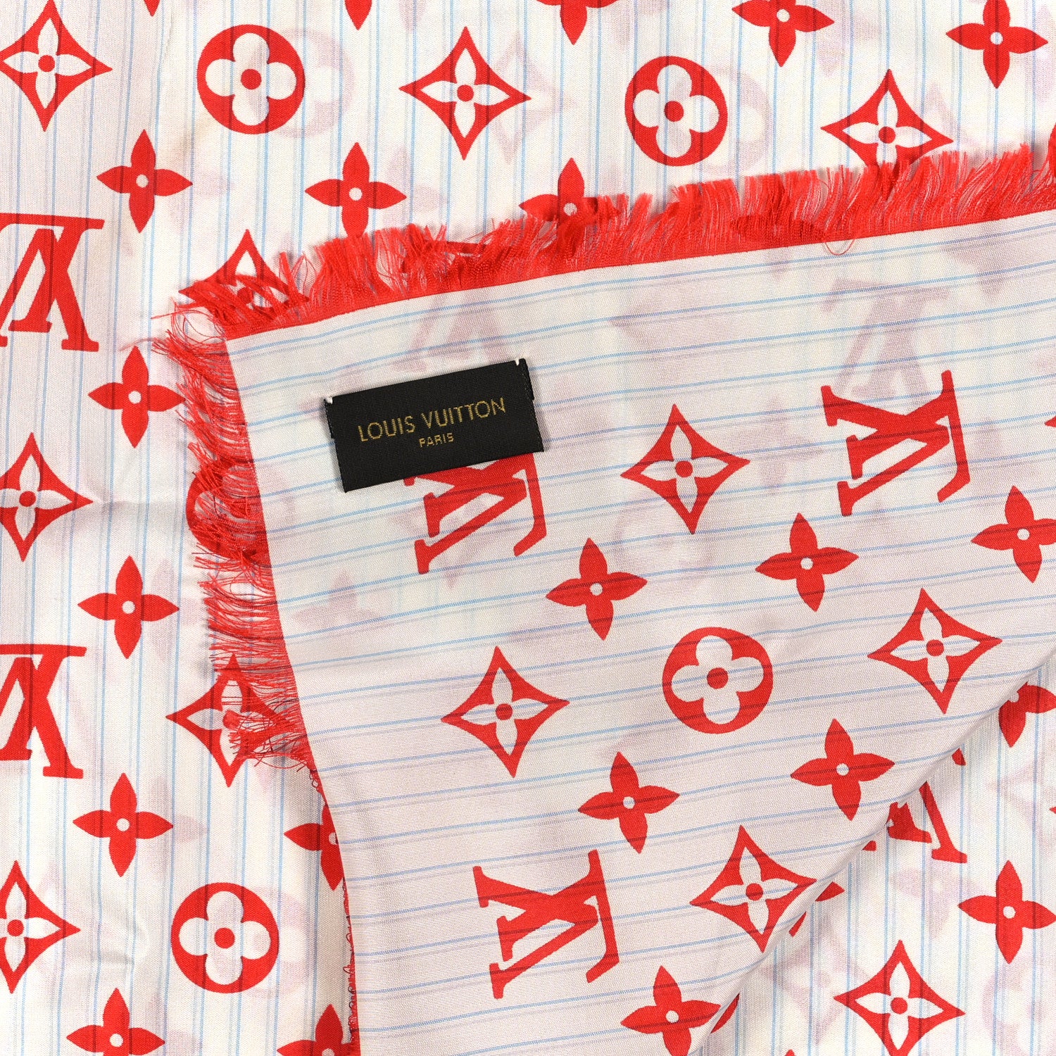 Louis Vuitton Silk Square Monogram Scarf Red 2 of 3