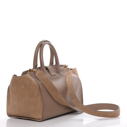 Saint Laurent Calfskin Suede Small Monogram Downtown Cabas Dark Beige 4 of 10