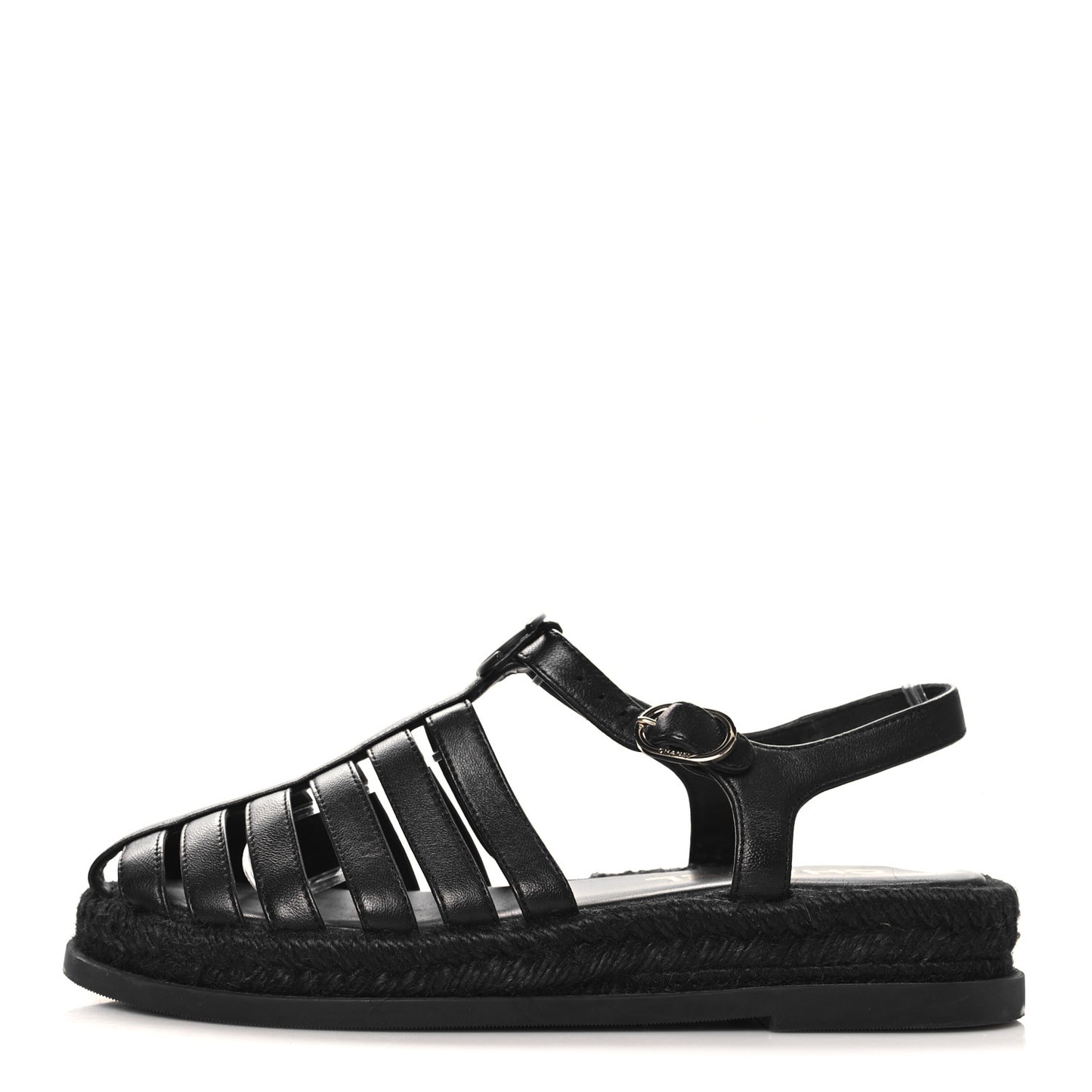 Lambskin Espadrille Sandals 37 Black