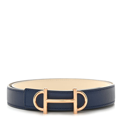 Hermes Swift Epsom 24mm Gamma Belt 85 34 Navy Bleu Craie 1 of 9