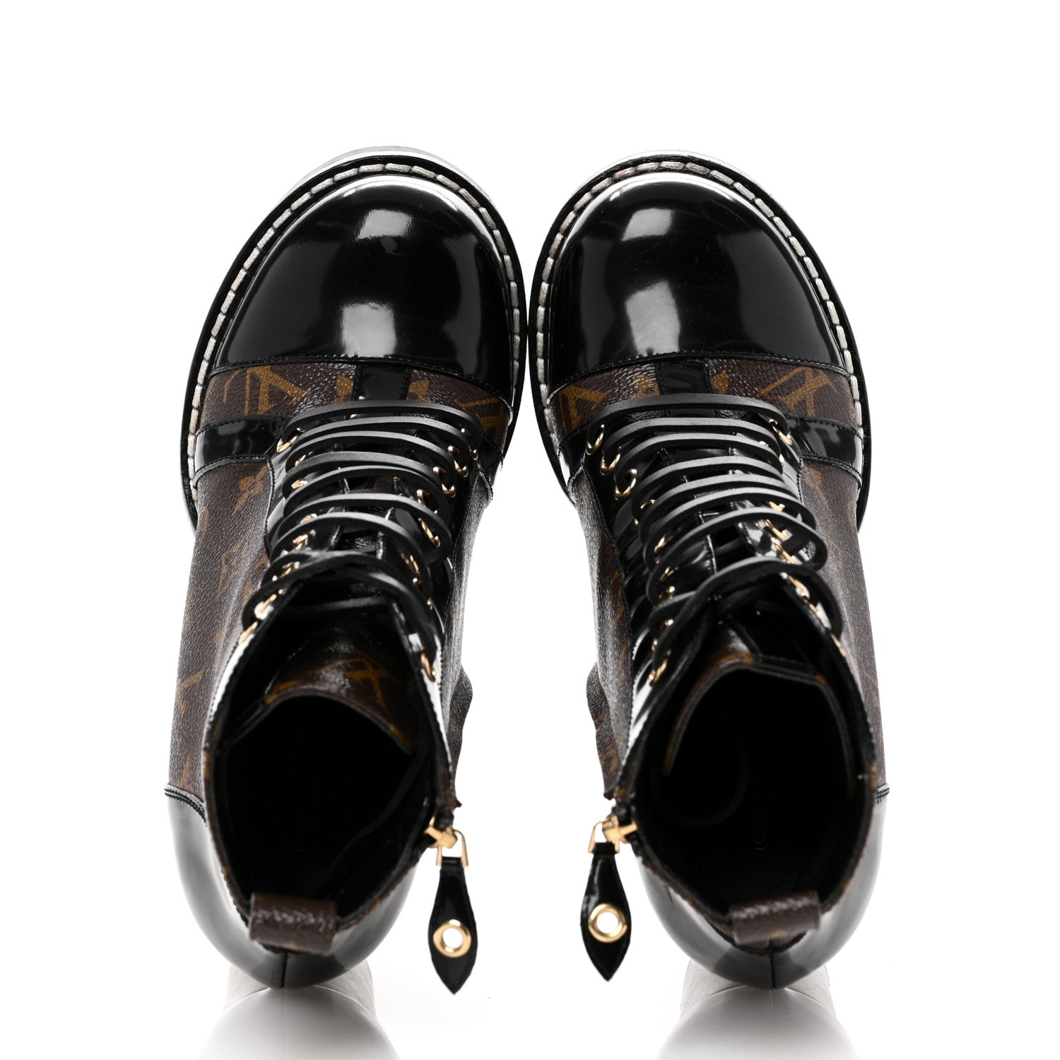 Louis Vuitton Patent Calfskin Monogram Star Trail Ankle Boots 38 Black 2 of 13
