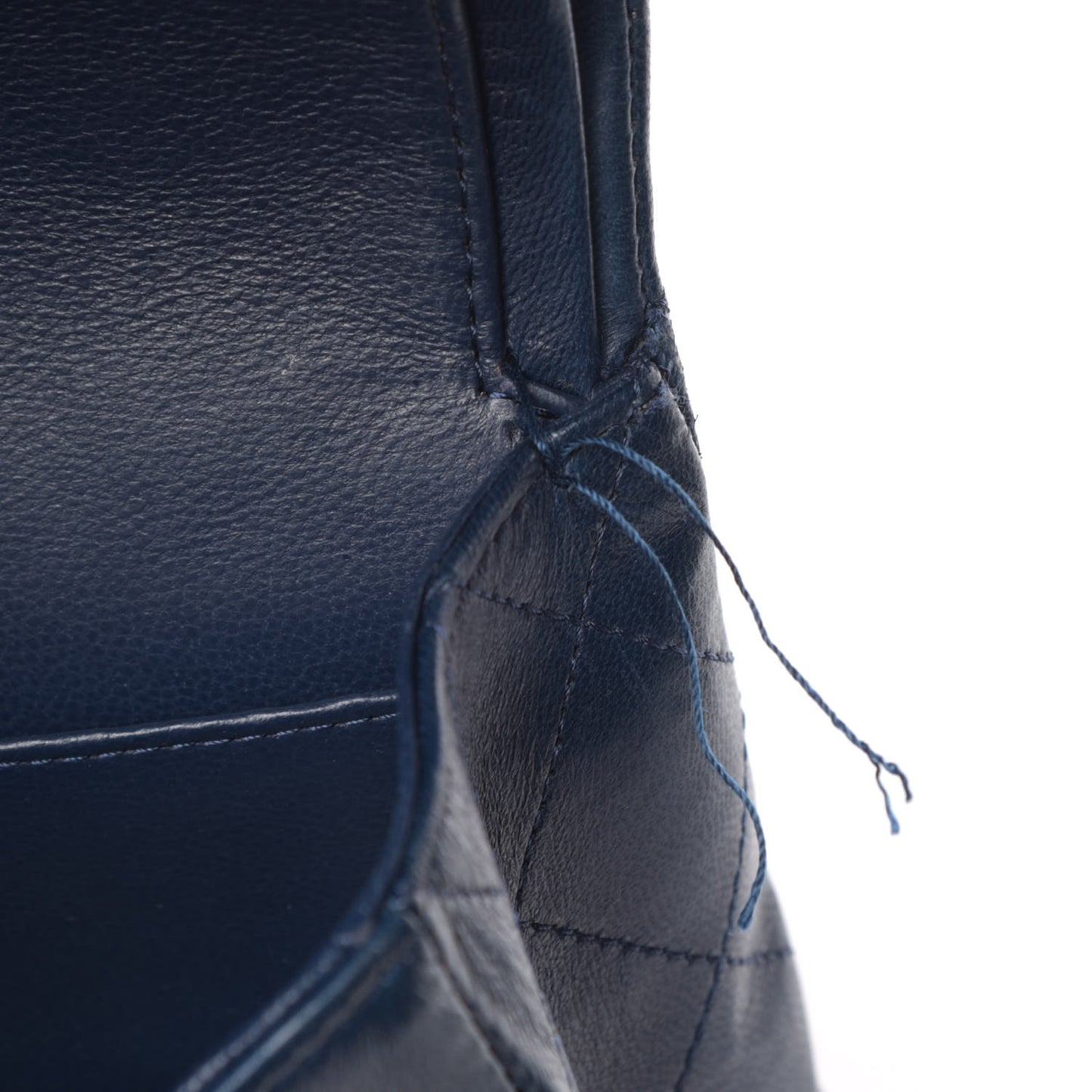 Lambskin Quilted Medium Double Flap Dark Blue