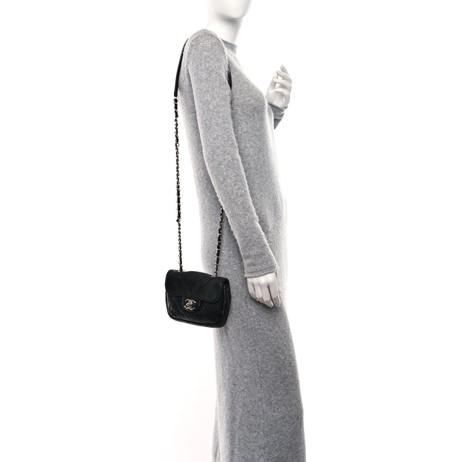 Chanel Lambskin Small Stitched Mini Flap Black 2 of 9