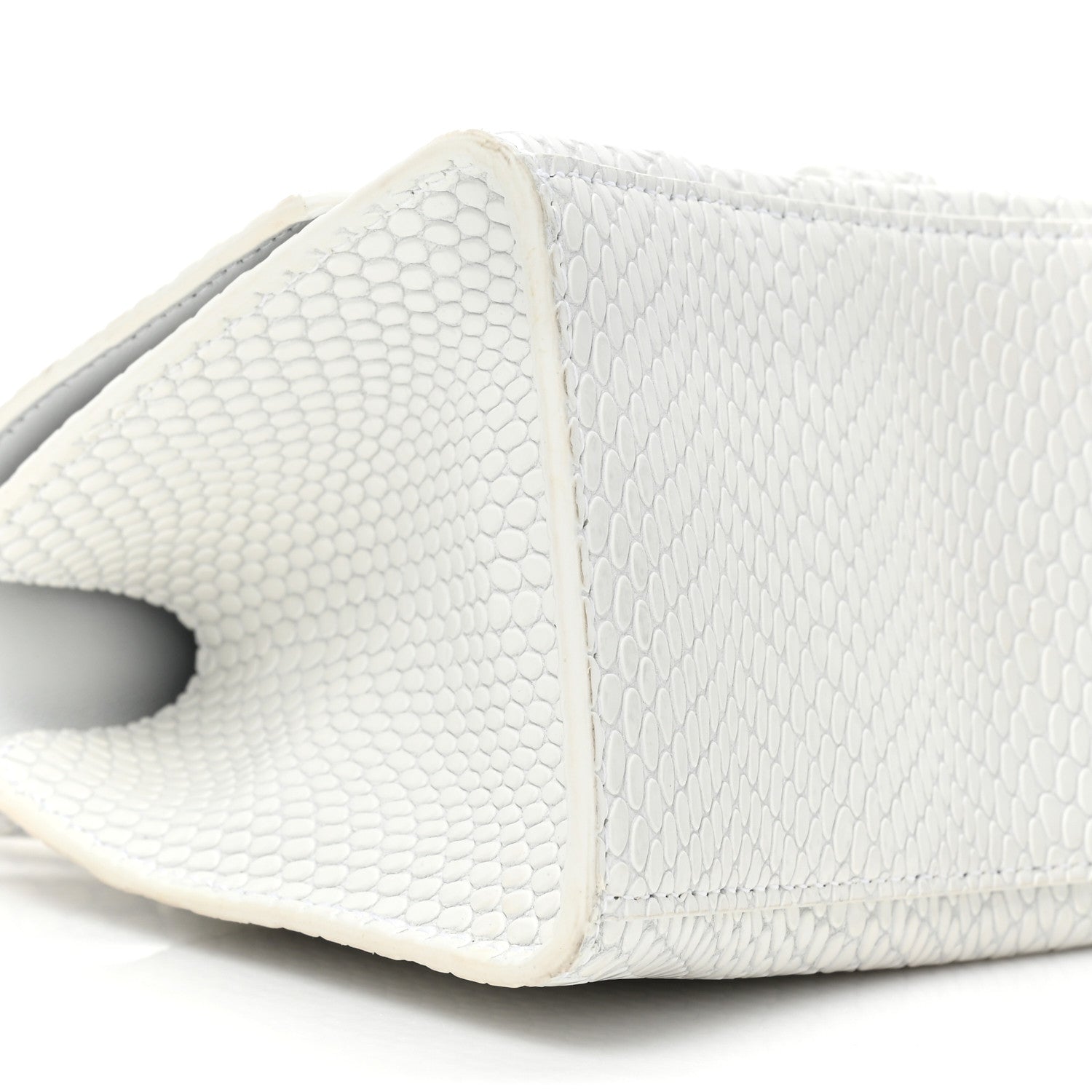 Balenciaga Matte Calfskin Snake Embossed Tonal B Small Hourglass Top Handle Bag Optic White 9 of 16