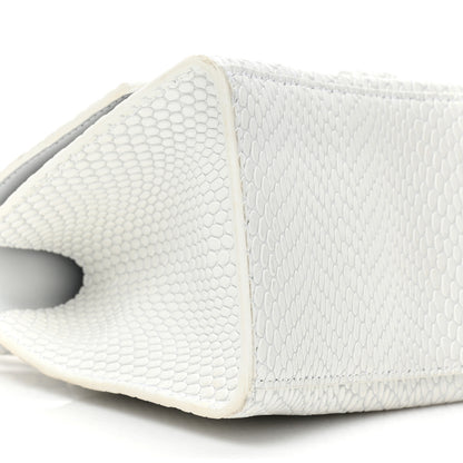 Balenciaga Matte Calfskin Snake Embossed Tonal B Small Hourglass Top Handle Bag Optic White 9 of 16