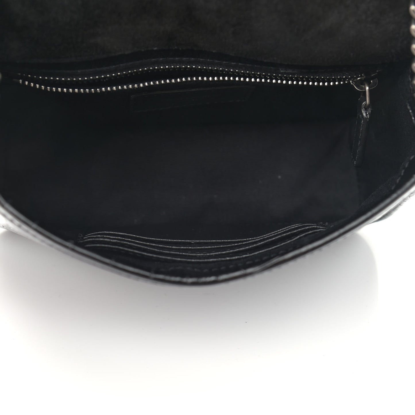 Crocodile Embossed Lambskin Matelasse Monogram Niki Chain Wallet Black