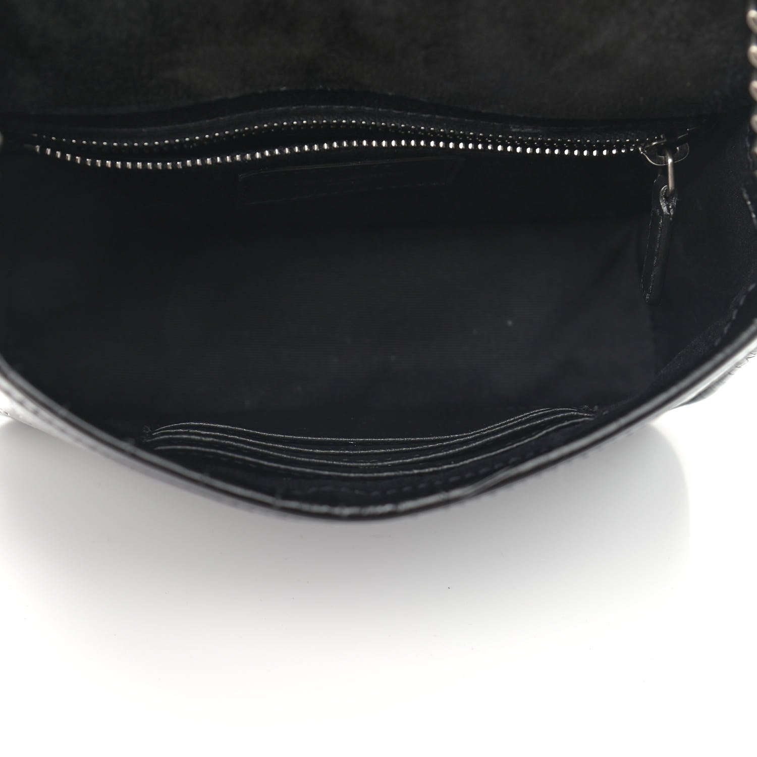 Saint Laurent Crocodile Embossed Lambskin Matelasse Monogram Niki Chain Wallet Black 5 of 14