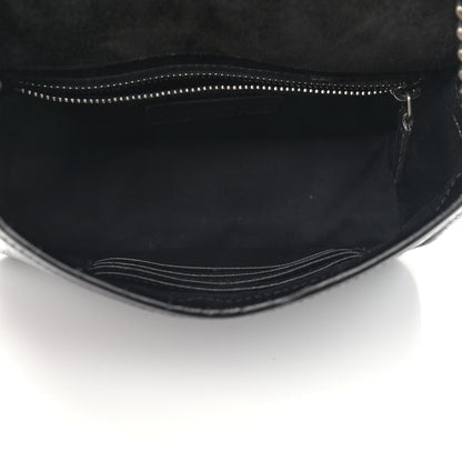 Saint Laurent Crocodile Embossed Lambskin Matelasse Monogram Niki Chain Wallet Black 5 of 14