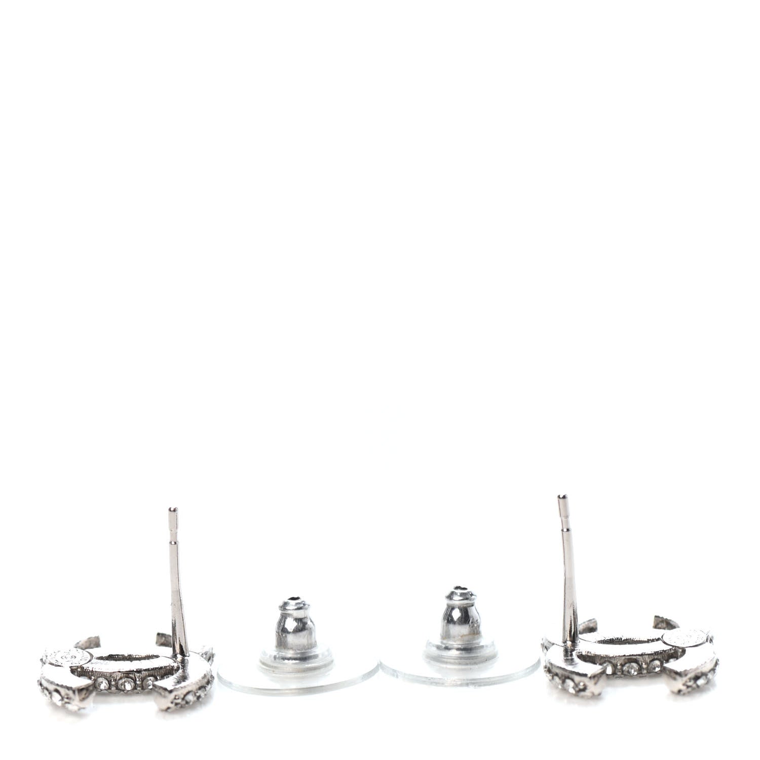 Chanel Crystal Mini CC Earrings Silver 3 of 4