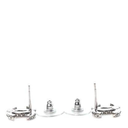 Chanel Crystal Mini CC Earrings Silver 3 of 4