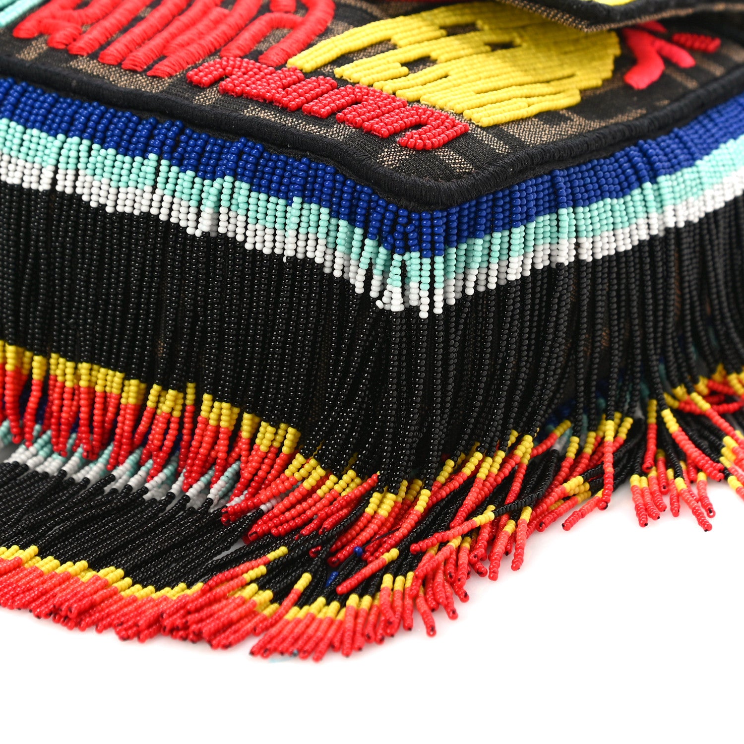 Fendi X PREF Zucca Beaded Roma Amor Baguette Tobacco Multicolor 9 of 10