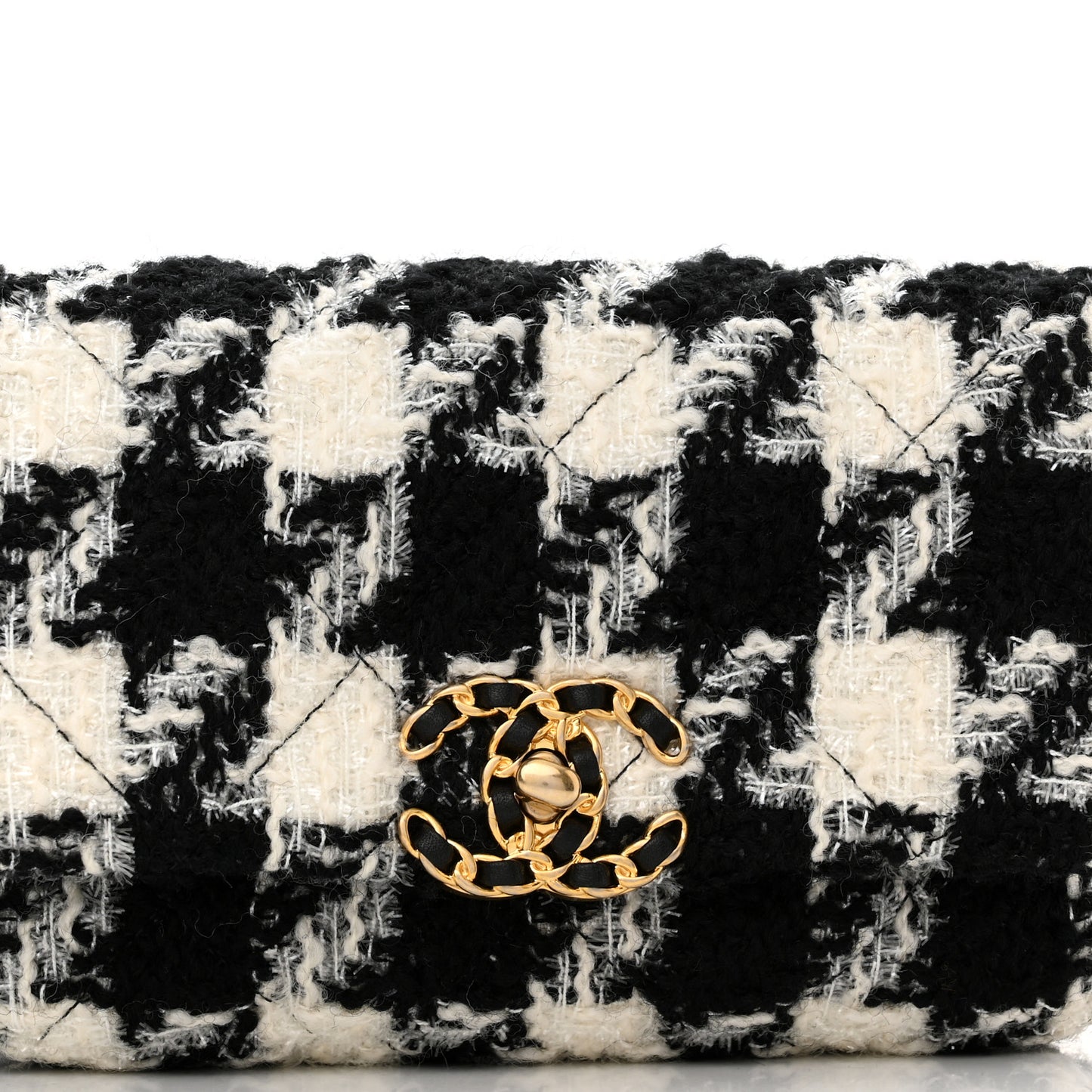 Tweed Quilted Chanel 19 Waist Bag Black Ecru White