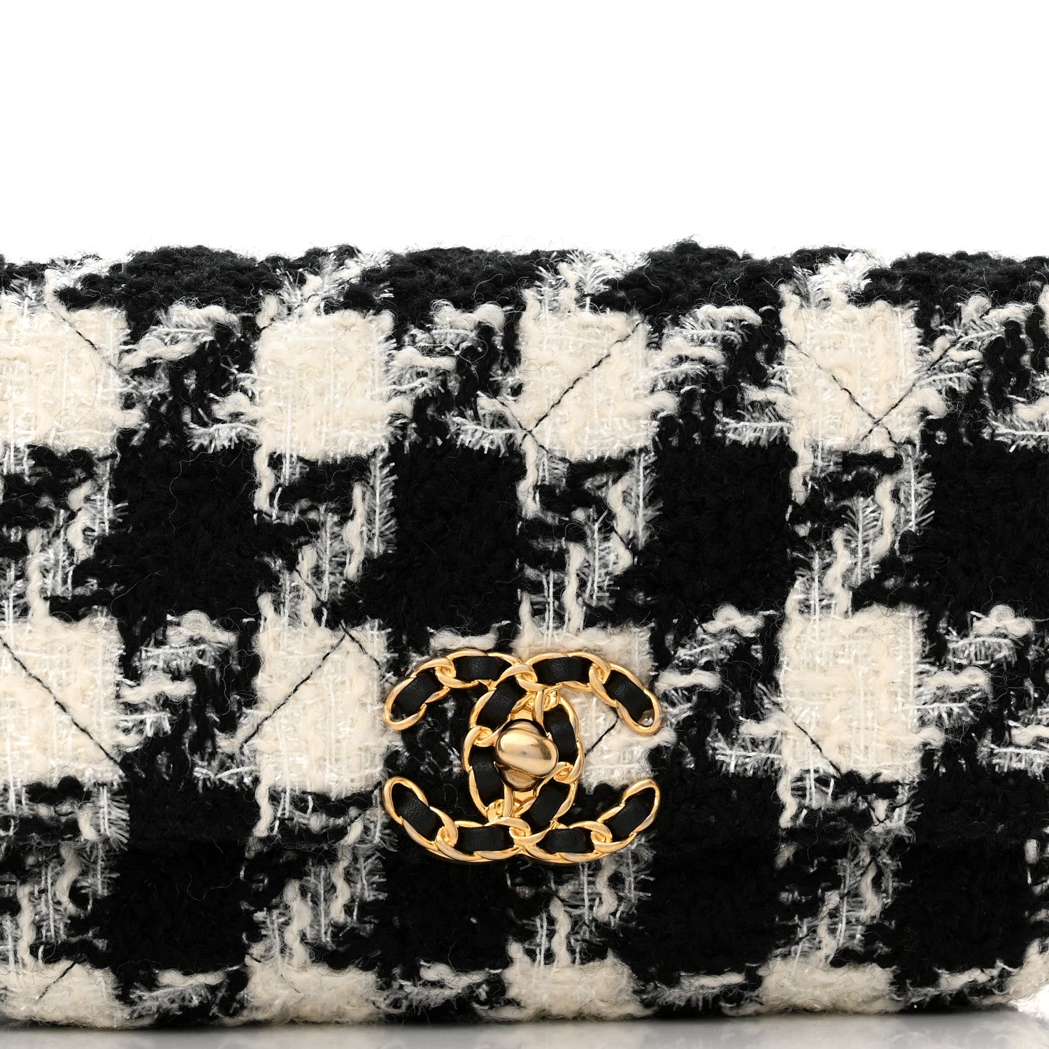 Chanel Tweed Quilted Chanel 19 Waist Bag Black Ecru White 8 of 10