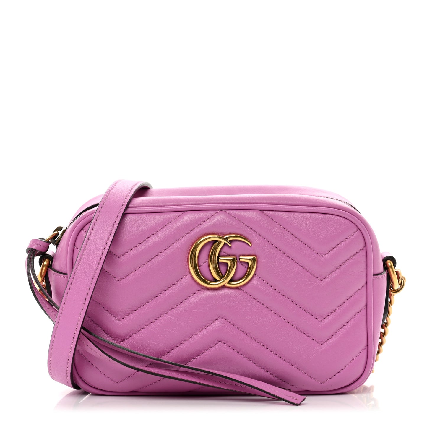 Calfskin Matelasse Mini GG Marmont Chain Shoulder Bag Candy Mousse