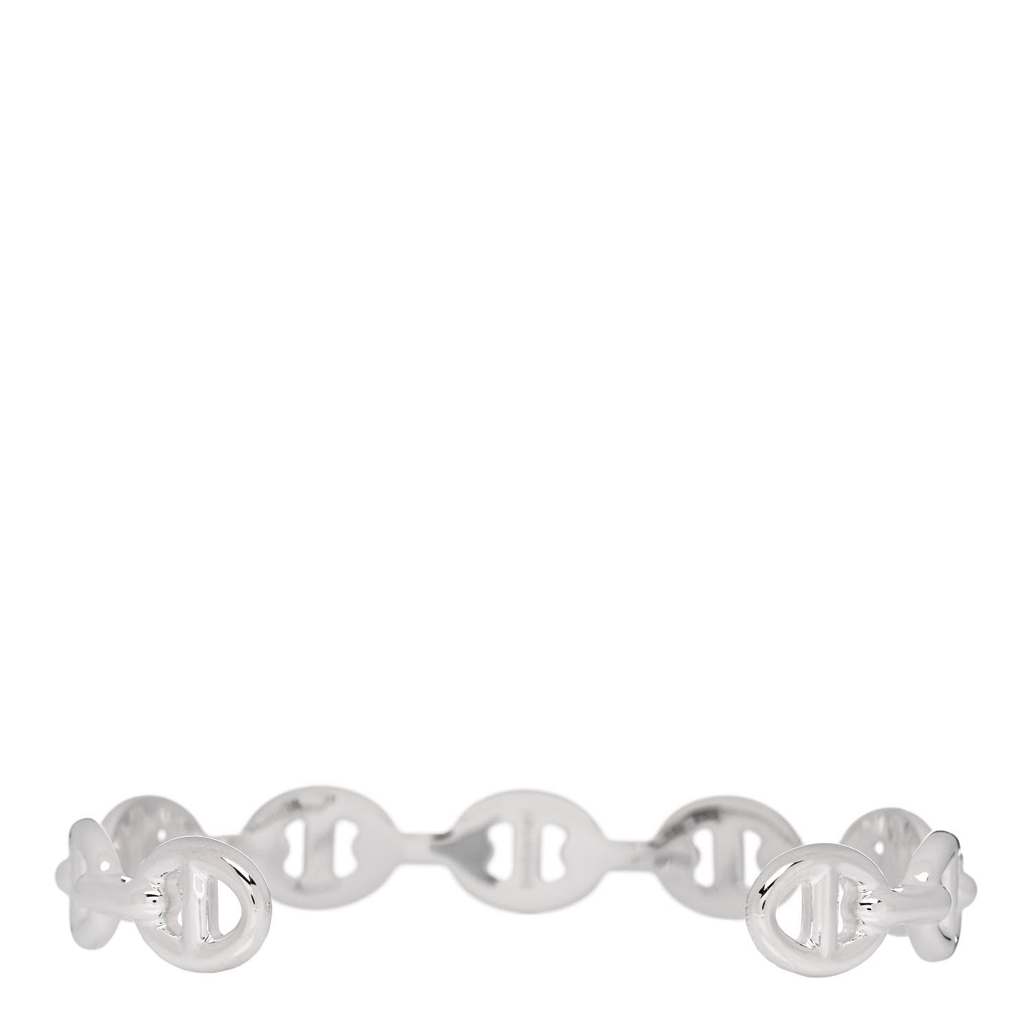 Hermes Sterling Silver MM Chaine d'Ancre Enchainee Cuff Bracelet LG 2 of 5
