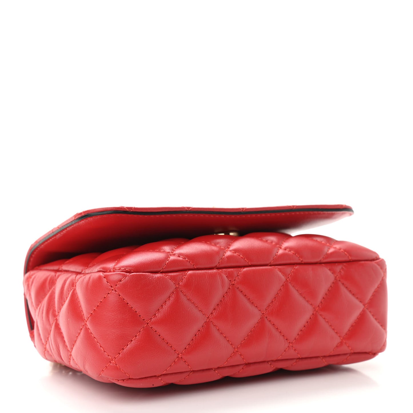 Nappa Quilted Small Medusa Chain Crossbody Red