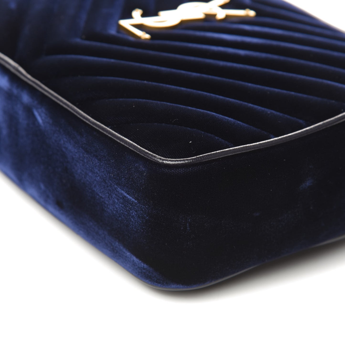 Velvet Matelasse Monogram Lou Camera Bag Navy