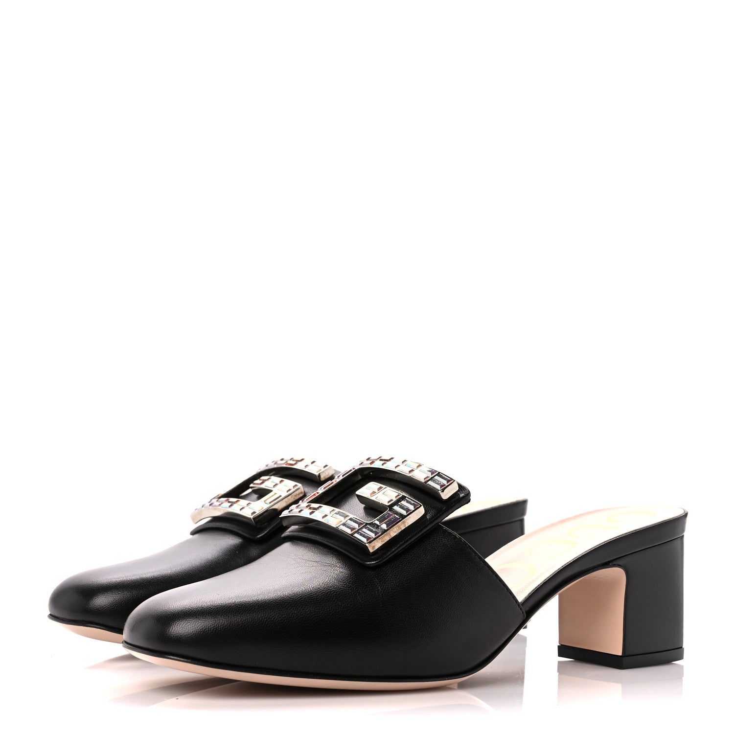Gucci Malaga Kid Crystal Square G Madelyn 60mm Mules 36.5 Black 4 of 10