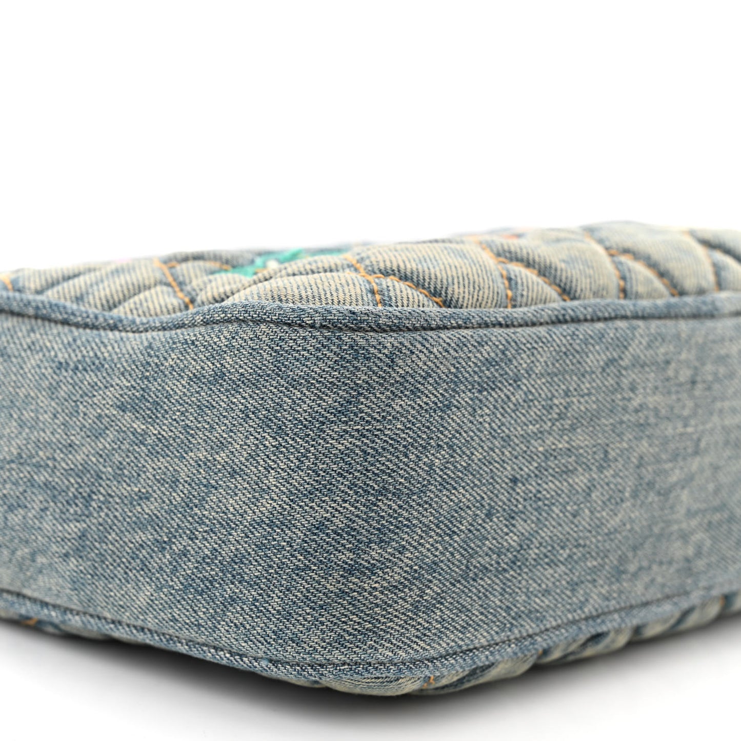 Denim Matelasse Quilted Summer Embroidered Classic Monogram Camera Bag Blue