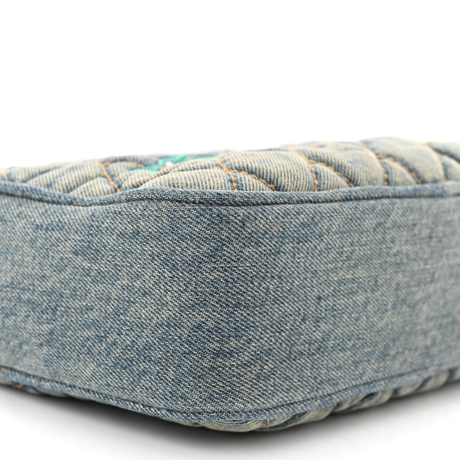 Saint Laurent Denim Matelasse Quilted Summer Embroidered Classic Monogram Camera Bag Blue 9 of 11