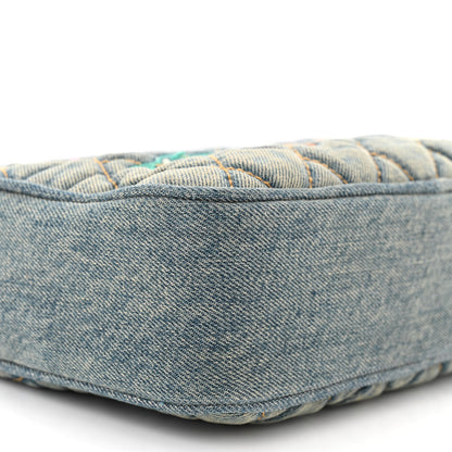 Saint Laurent Denim Matelasse Quilted Summer Embroidered Classic Monogram Camera Bag Blue 9 of 11