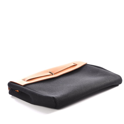 Hermes Toile Vache Calfskin Herbag Clutch Natural Black 3 of 10