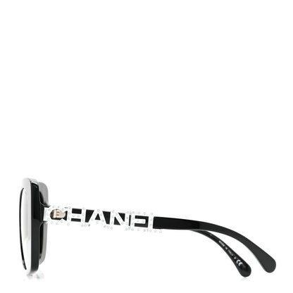 Chanel Acetate Strass Polarized Square Sunglasses 5422-B Black White 3 of 8