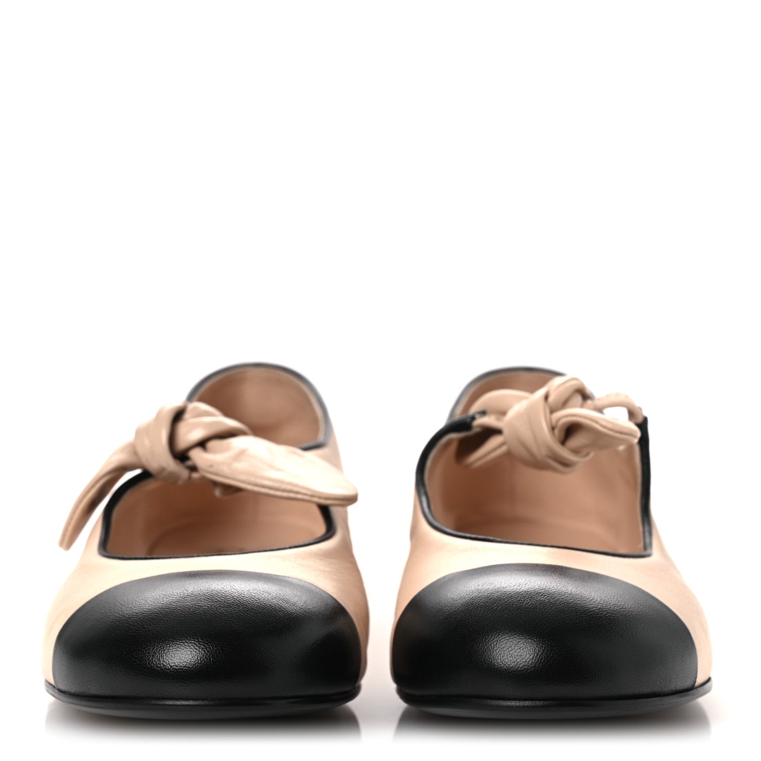 Chanel Lambskin Bow Mary Jane Flats 40 Beige Black 3 of 12
