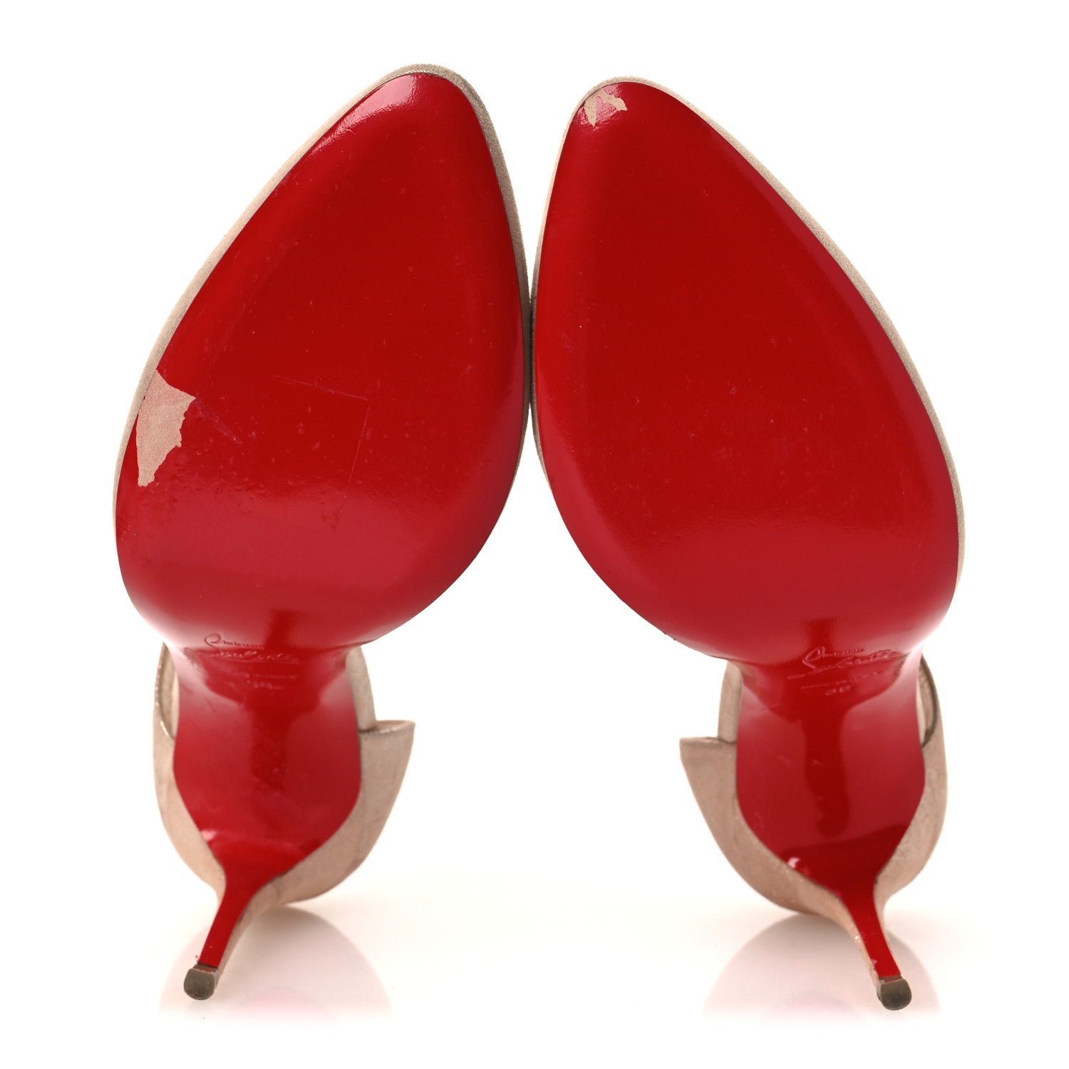 Christian Louboutin Iridescent Veau Velours Catchy One 100 Pumps 38 Nude 7 of 15