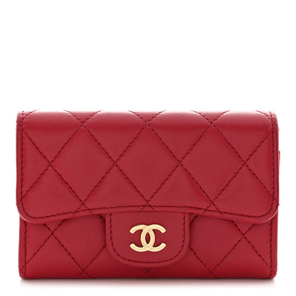 Chanel Lambskin Quilted Flap Card Holder Dark Pink 1 of 12