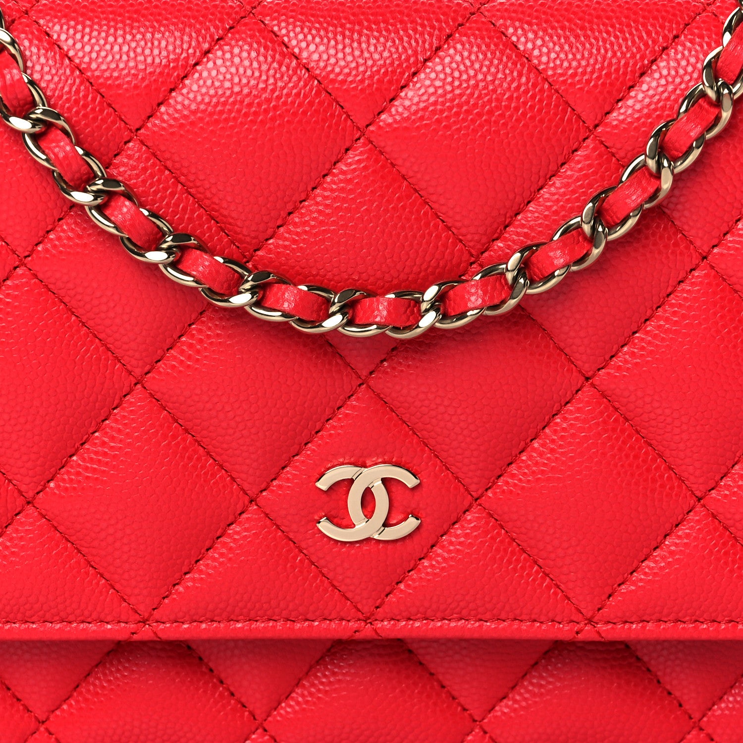 Chanel Caviar Quilted Wallet On Chain WOC Red 8 of 11