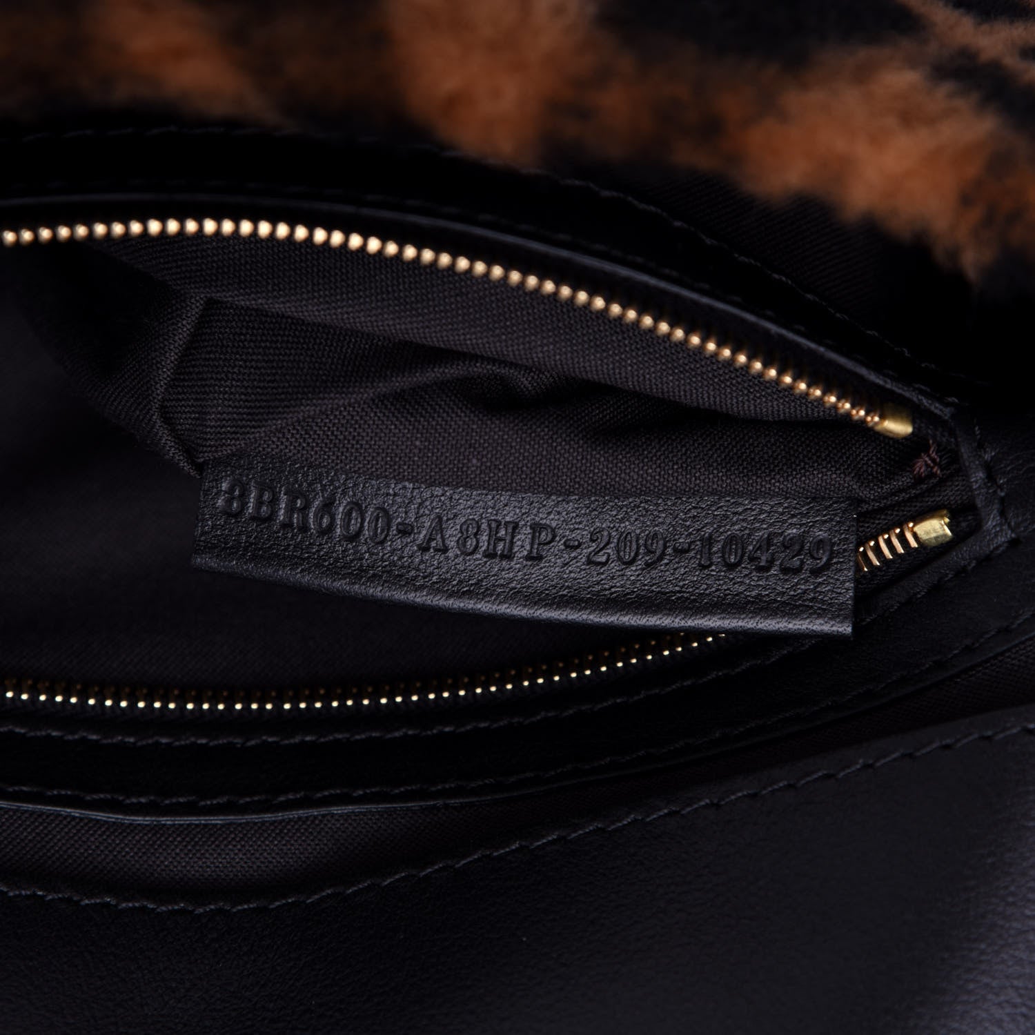 Fendi Shearling Vitello Dolce Macro FF 1974 Baguette Tobacco Black 7 of 10