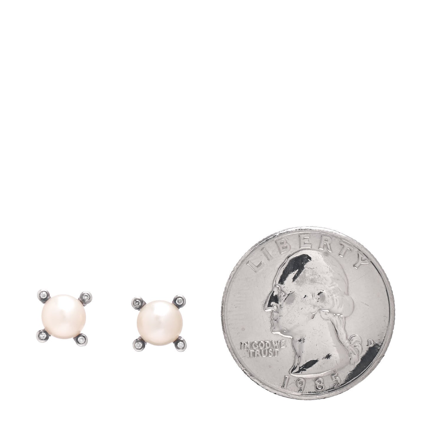 Sterling Silver Diamond Pearl 7mm Earrings