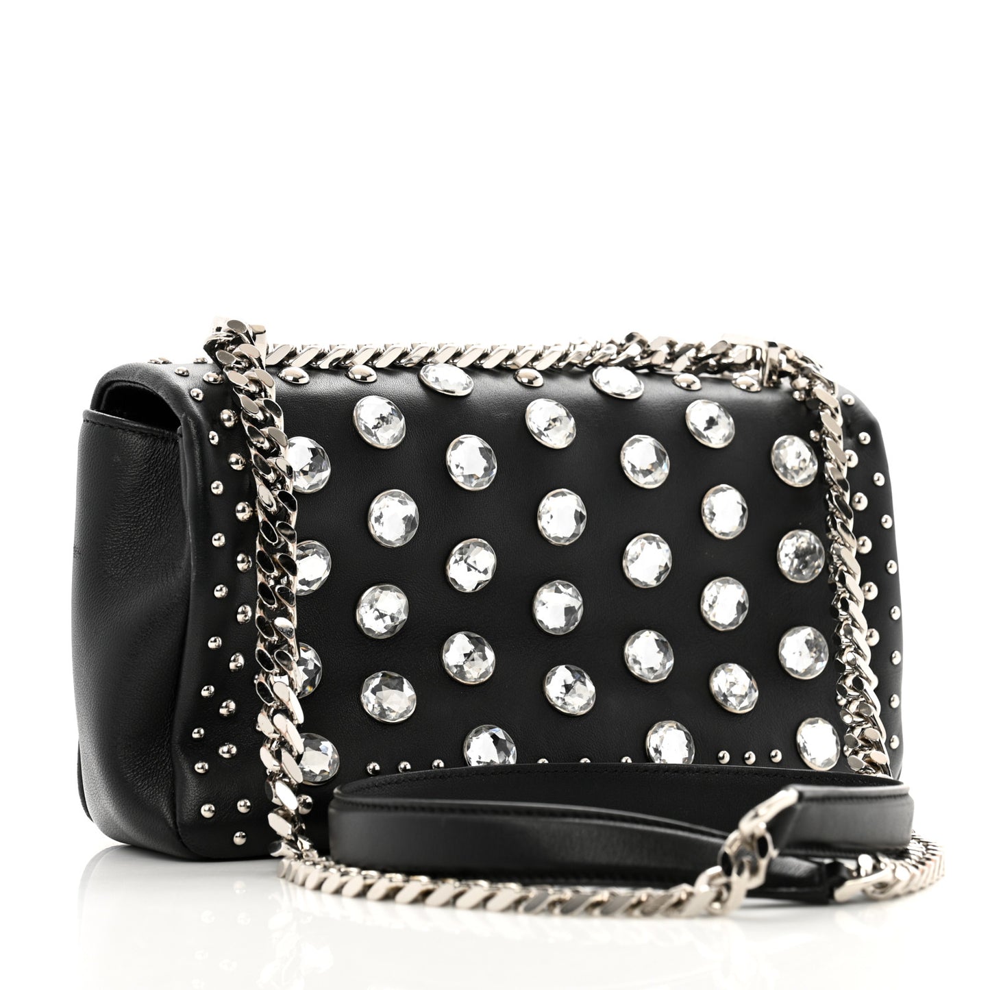 Crystal Lambskin Lola Bag Black