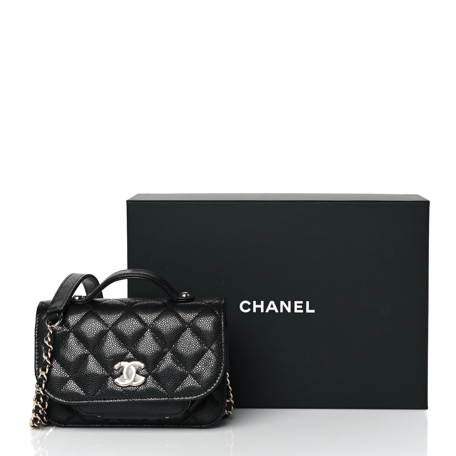 Chanel Caviar Quilted Business Affinity Clutch With Chain Black 10 of 10