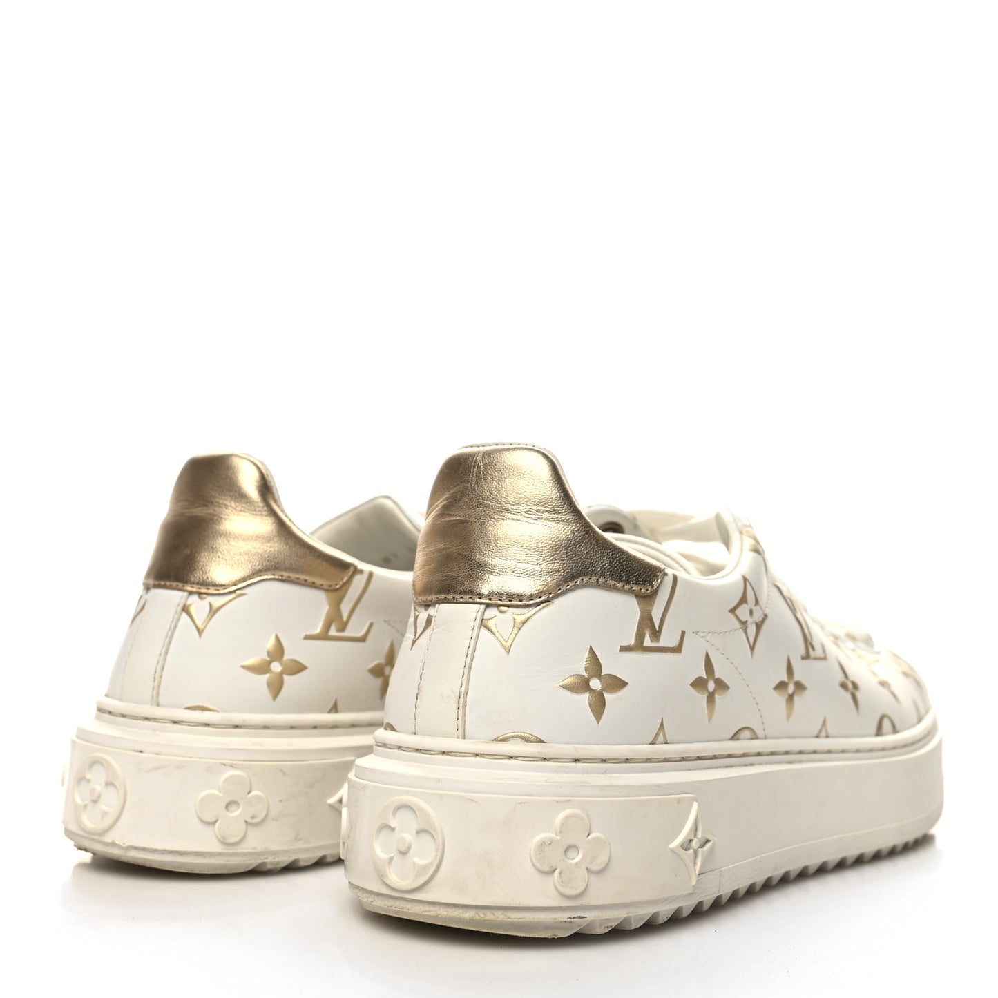 Calfskin Monogram Debossed Time Out Sneakers 40 Gold