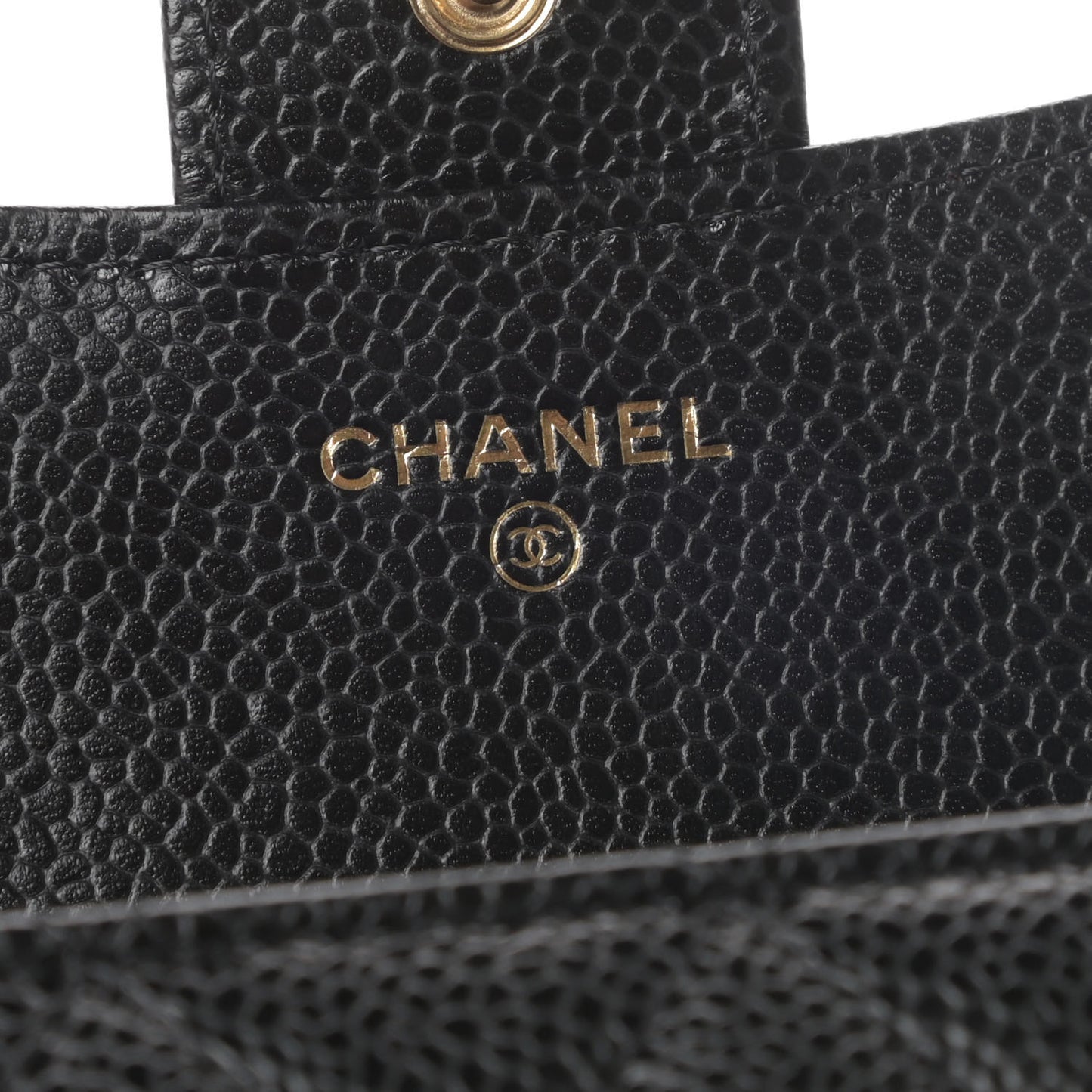 Caviar Quilted Compact Flap Wallet Black