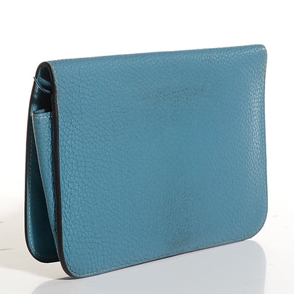 Hermes Taurillon Clemence Dogon Duo Wallet Blue Jean 3 of 12