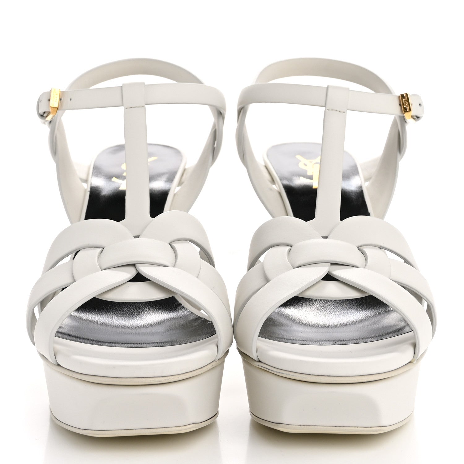 Saint Laurent Calfskin Tribute 75 Platform Sandals 40 White 3 of 11
