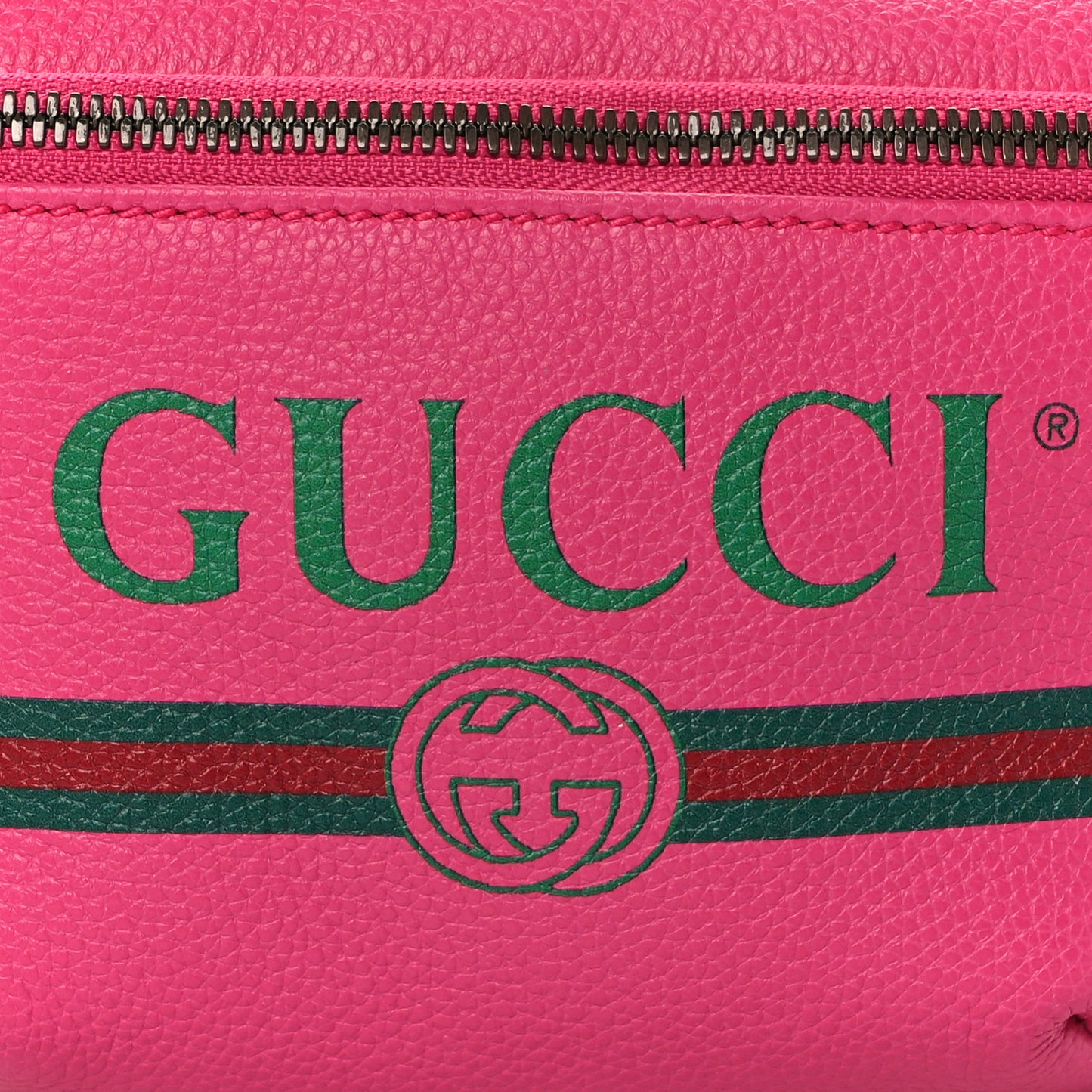 Grained Calfskin Small Logo Belt Bag Box Pink Green