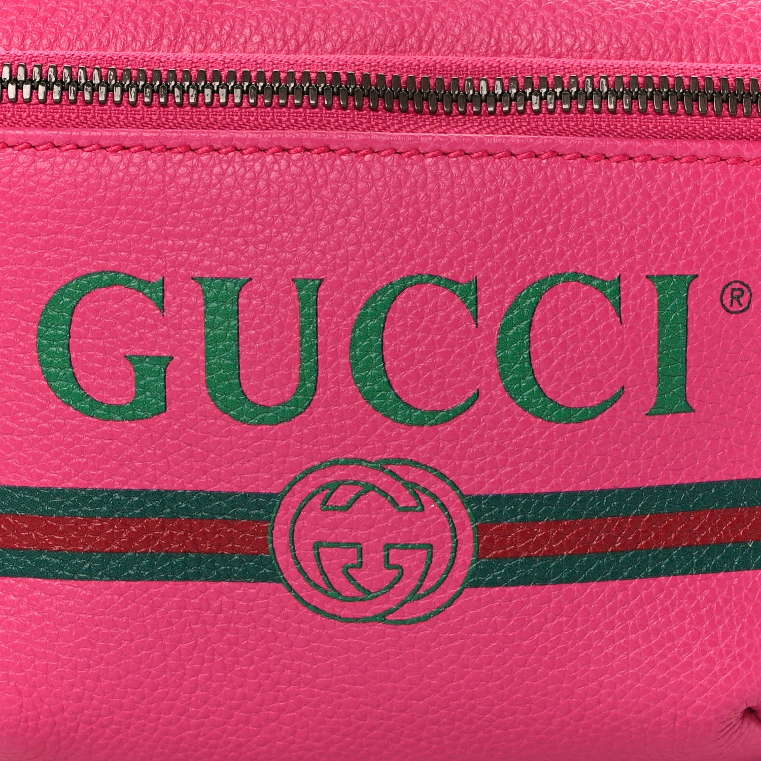Gucci Grained Calfskin Small Logo Belt Bag Box Pink Green 8 of 10